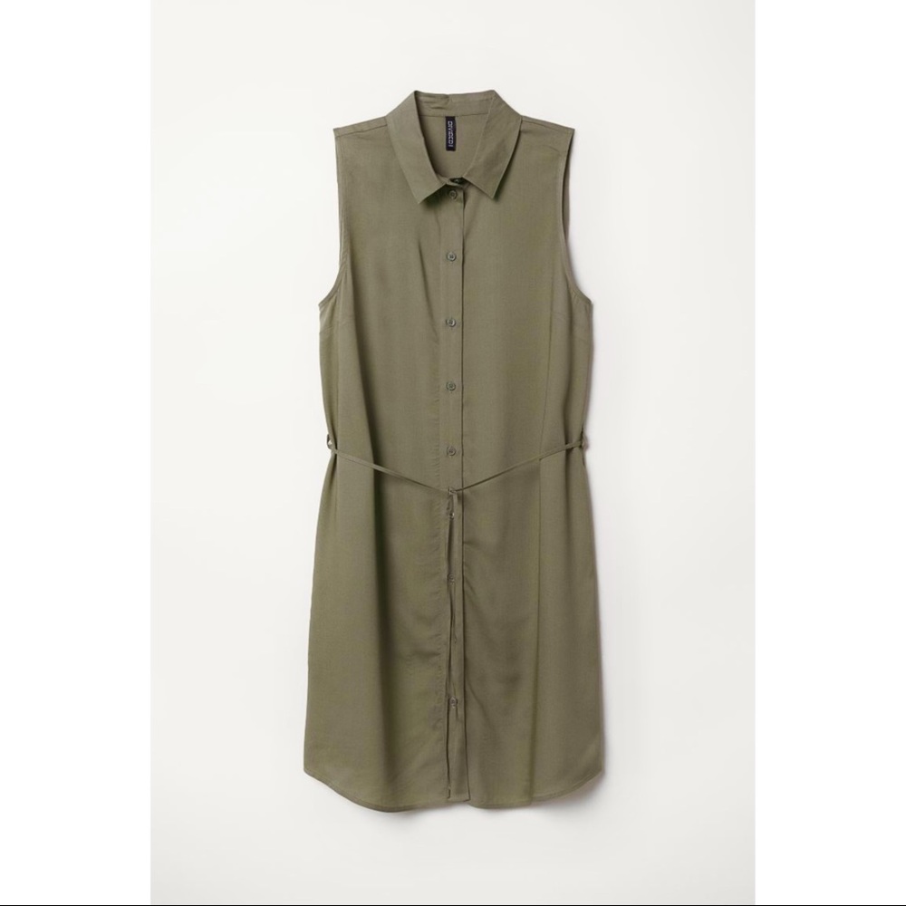 H&M Green Sleeveless Sheath Midi Dress